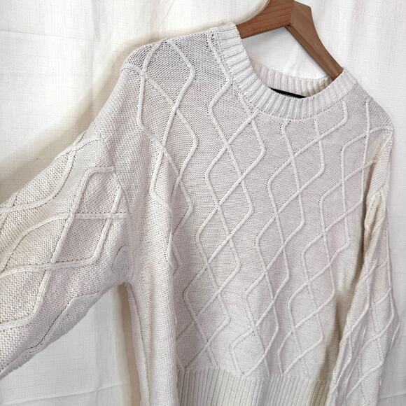 SANCTUARY Cable Knit Sweater Women's XL‎ Cotton Crewneck Coastal Nautical Preppy - Picture 2 of 9